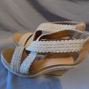 wedge sandals with woven straps